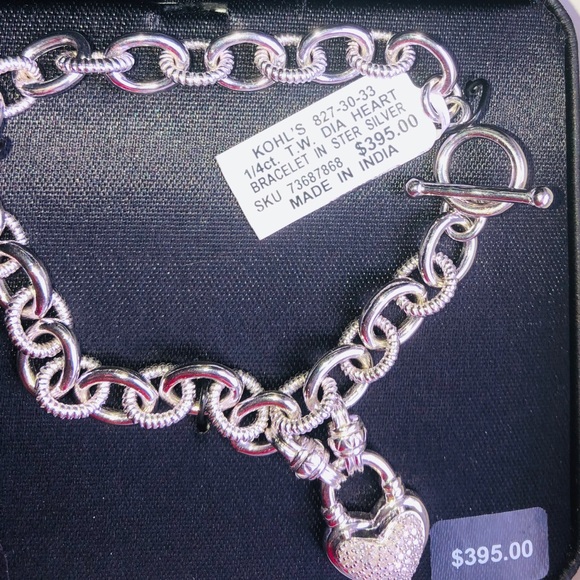 NIB LOVE!!! Genuine Diamond 925 Bracelet. B2 - Picture 3 of 9